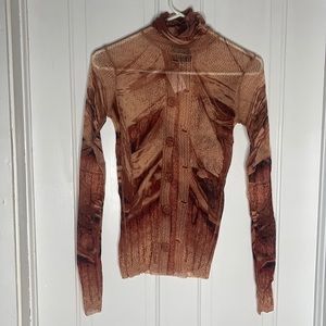 Rare Vtg 90s Jean Paul Gaultier Mesh Turtleneck Maille Femme made in Italy NWT